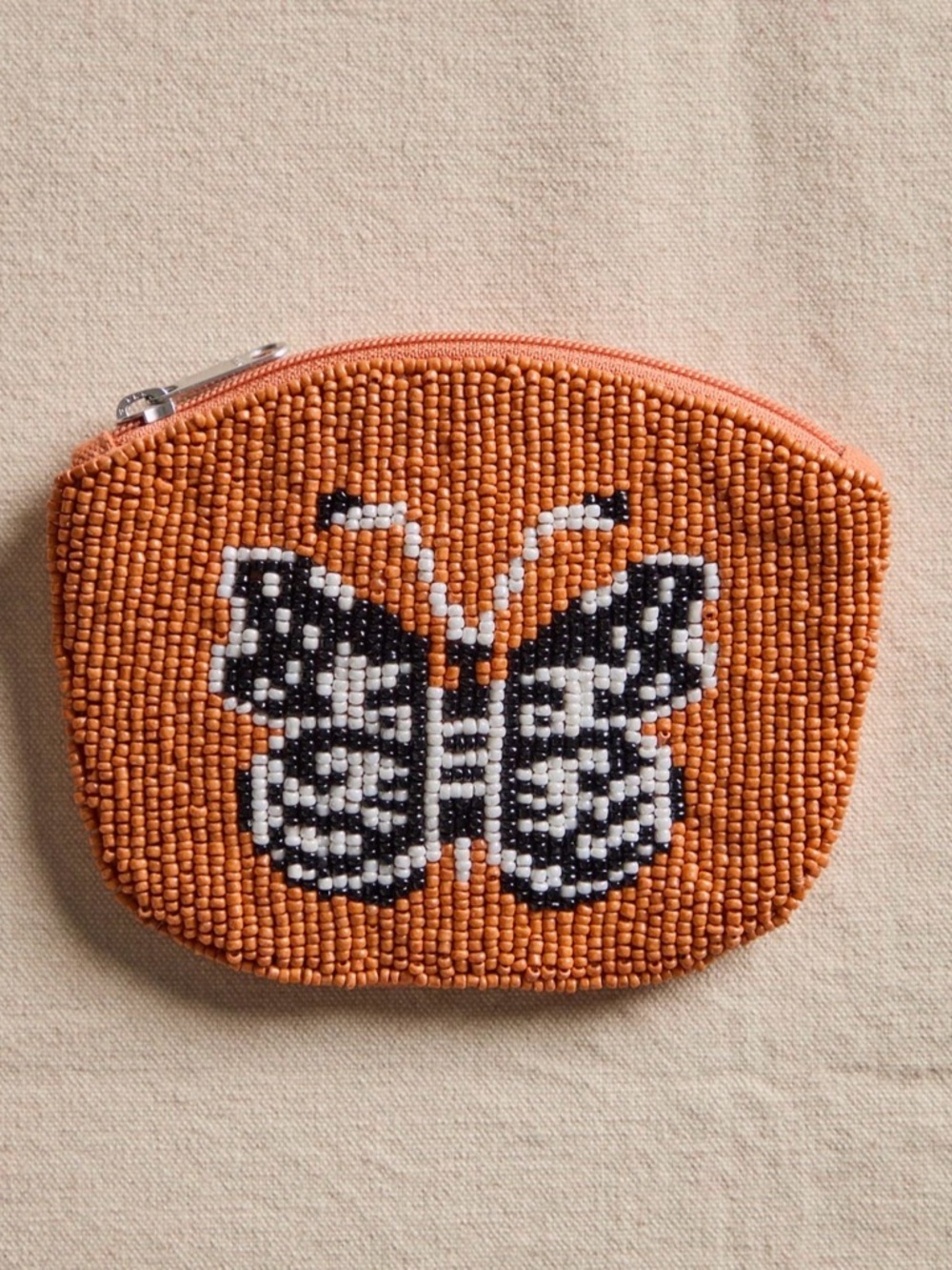 FP Mariposa Glass Beaded Butterfly Wallet in Orange and Black “Desert Topaz”